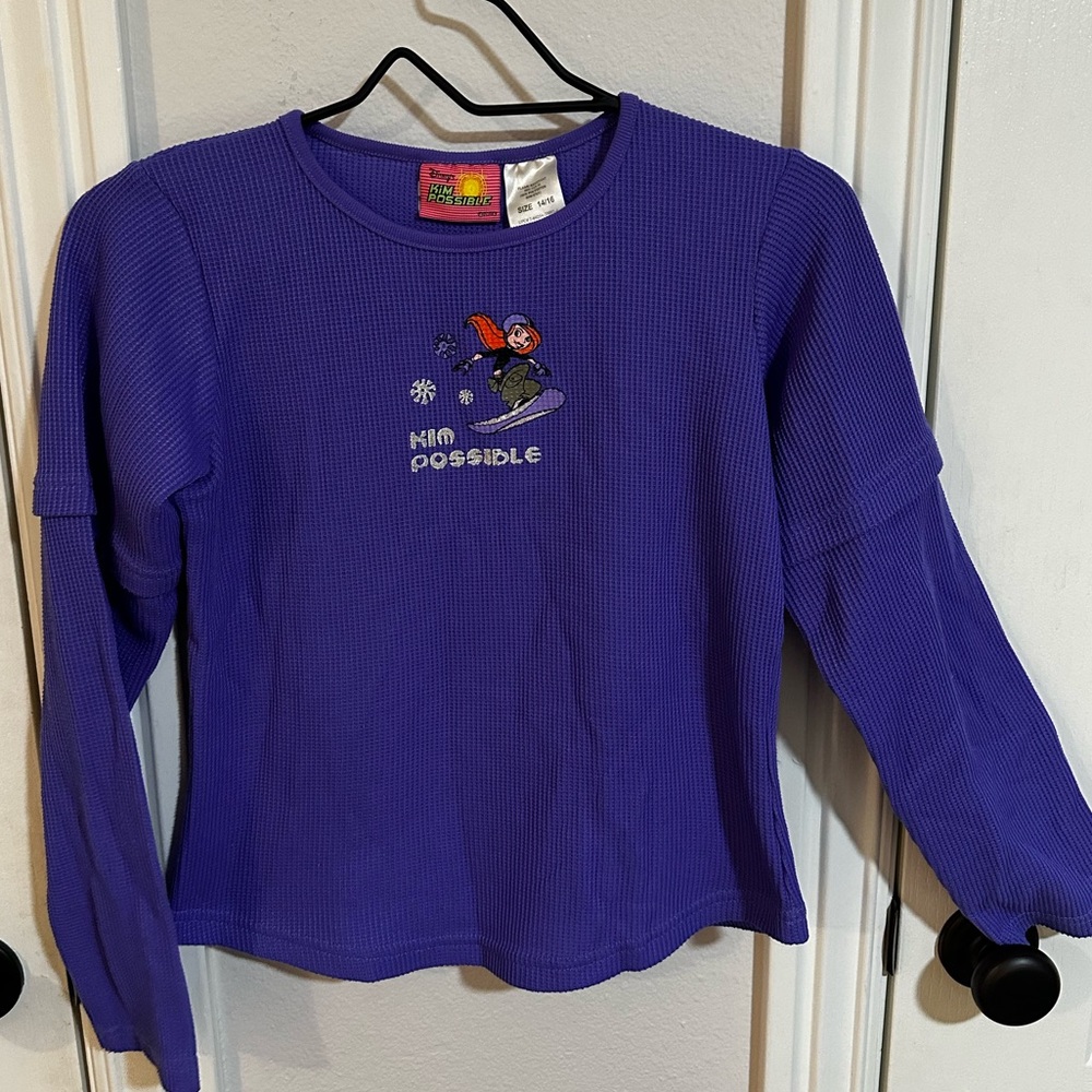 Kim Possible Disney Y2K Purple Thermal Cartoon Core Long Sleeve